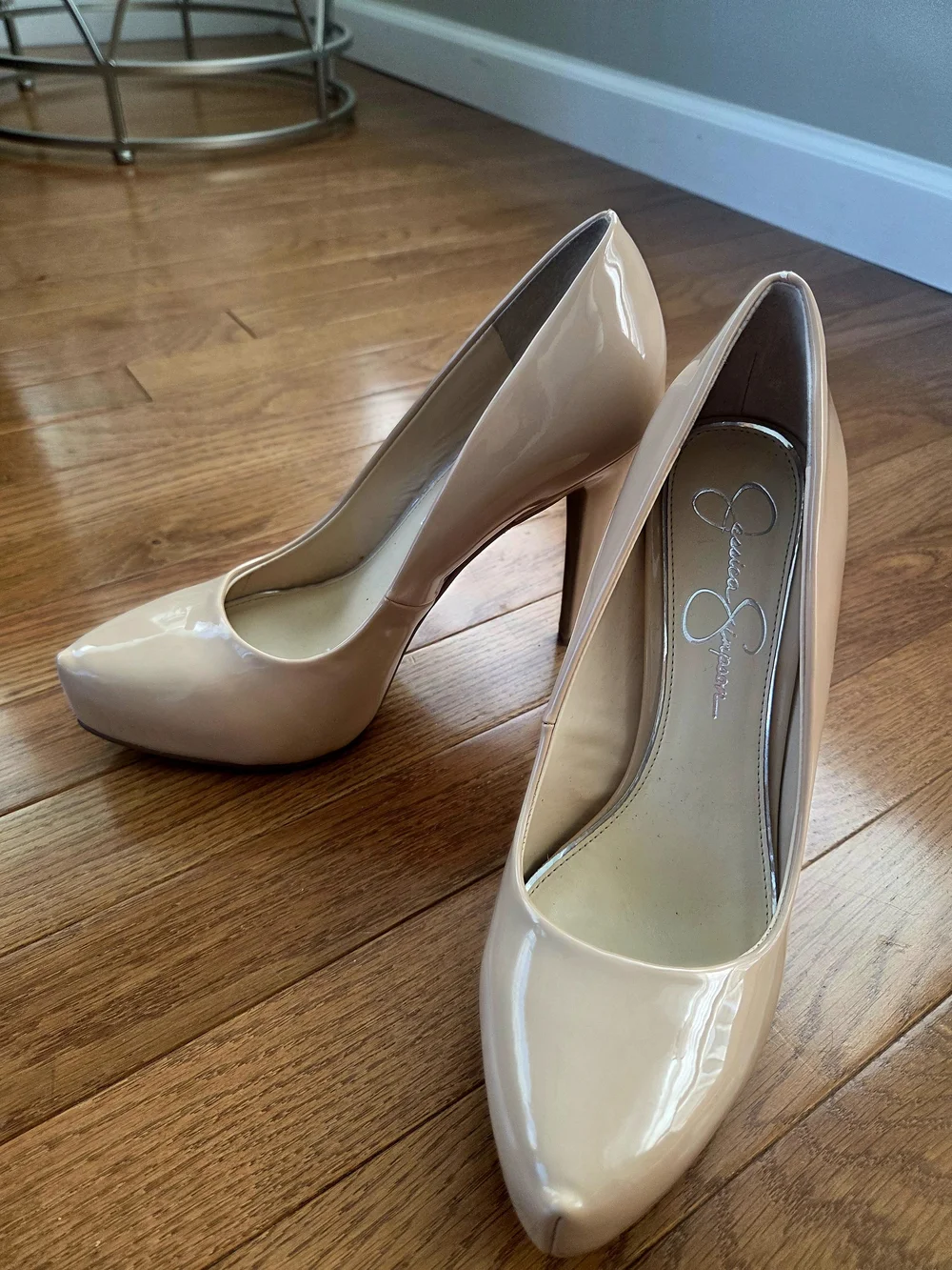 Jessica Simpson Nude Patent Platform Pumps